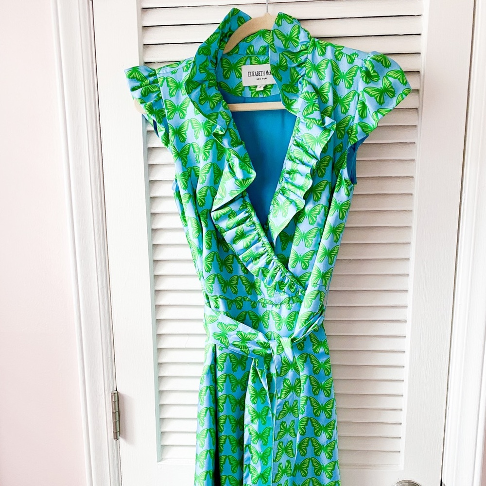 Elizabeth McKay Butterfly Wrap Dress - Size 2 EUC